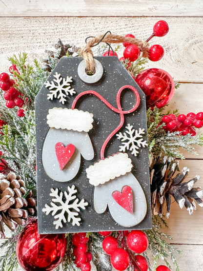 Mittens & Snowflakes Gift Card HolderTag Ornament