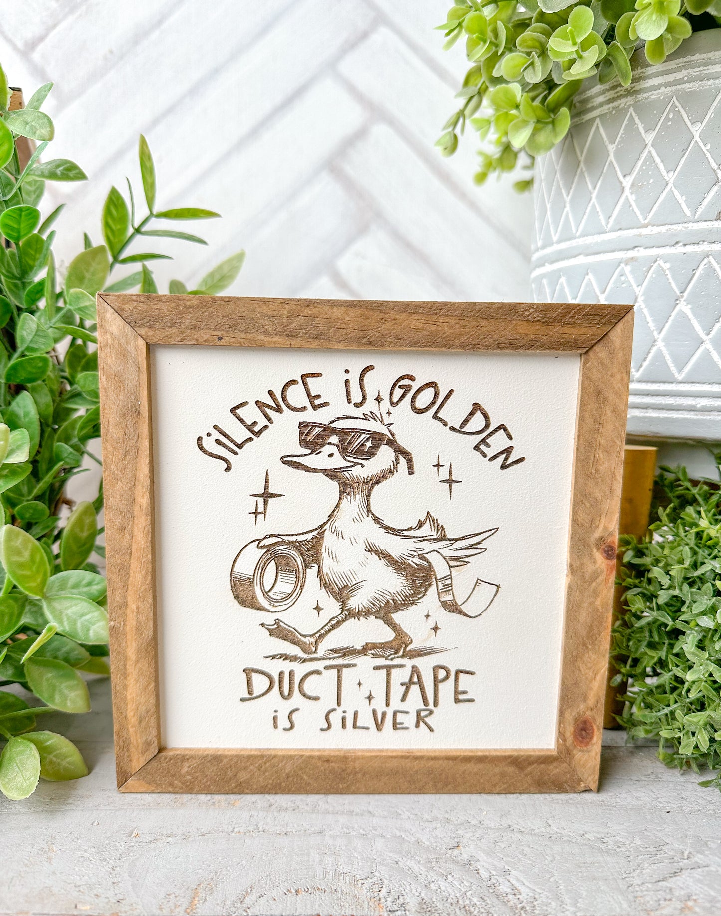 Silence Is Golden, Duct Tape Is Silver Wooden Sign – Funny Rustic Decor