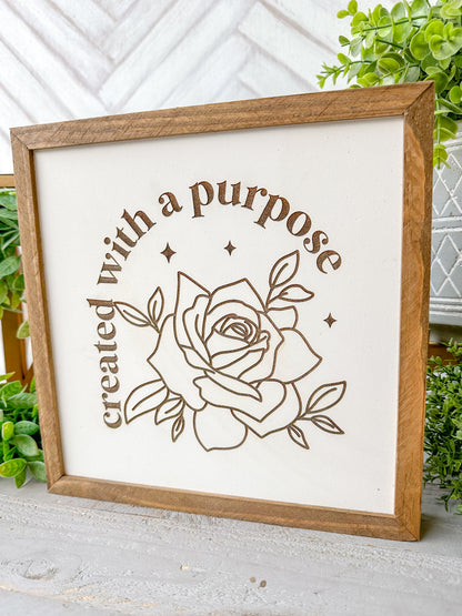 Created with a Purpose Laser Engraved Wooden Sign