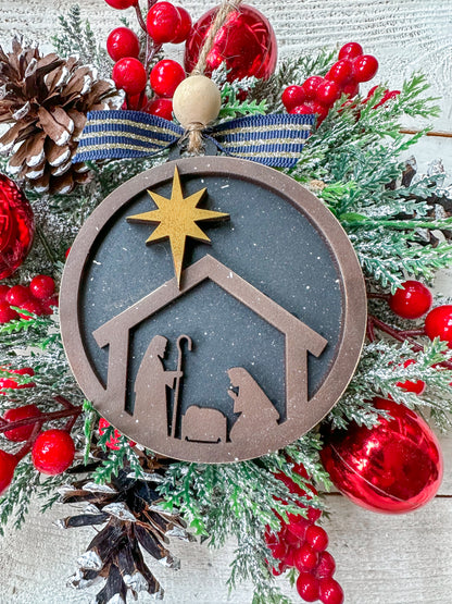 Nativity Scene Christmas Ornament – Handcrafted Religious Holiday Decor