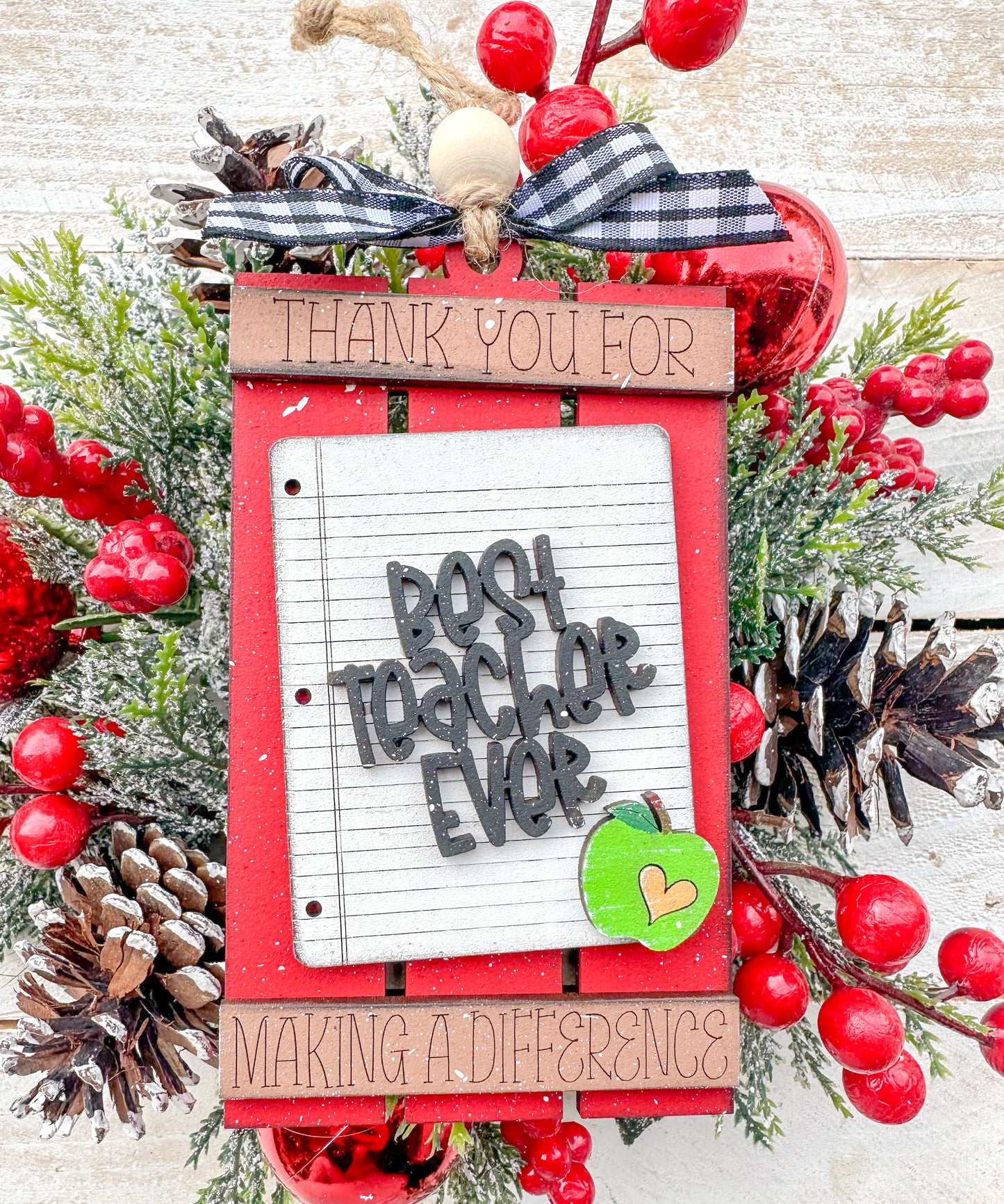 Best teacher- Teacher Gift Card Holder Ornament – Handcrafted Wooden Teacher Appreciation Gift