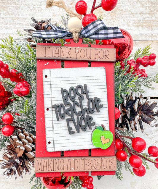 Best teacher- Teacher Gift Card Holder Ornament – Handcrafted Wooden Teacher Appreciation Gift