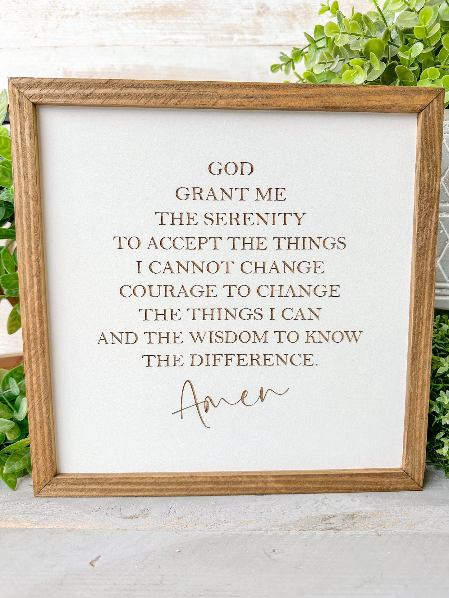 Serenity Prayer Laser Engraved Wood Sign -Inspirational Christian Wall Art - Faith-Based Home Decor