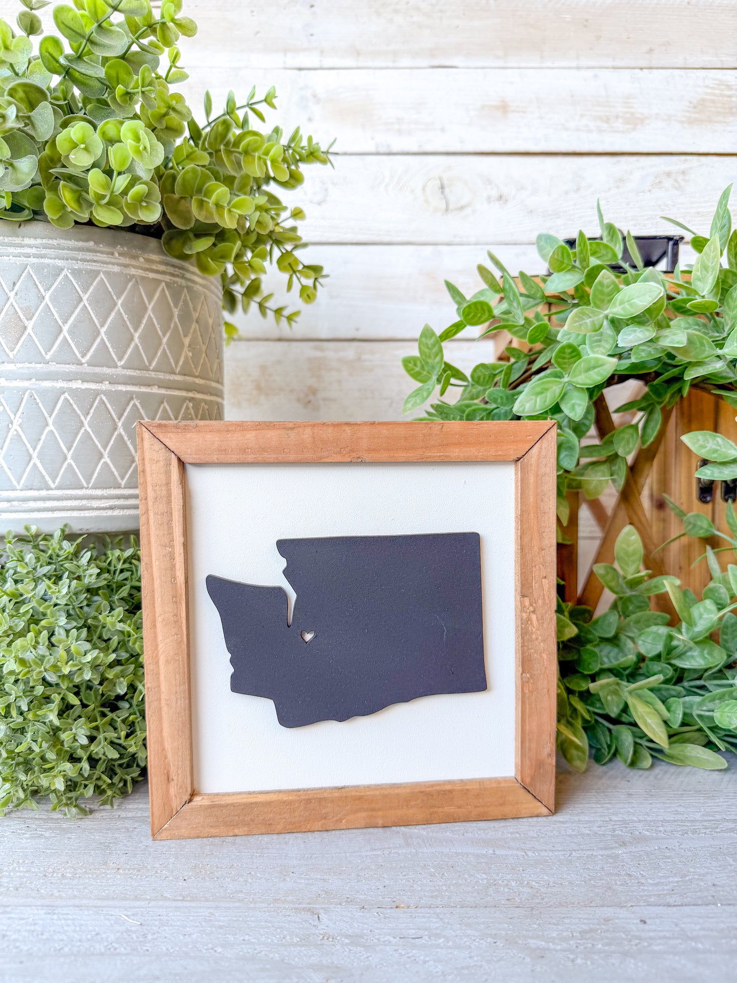 Washington State 3D Wooden Sign with Heart – Rustic Farmhouse Wall Décor