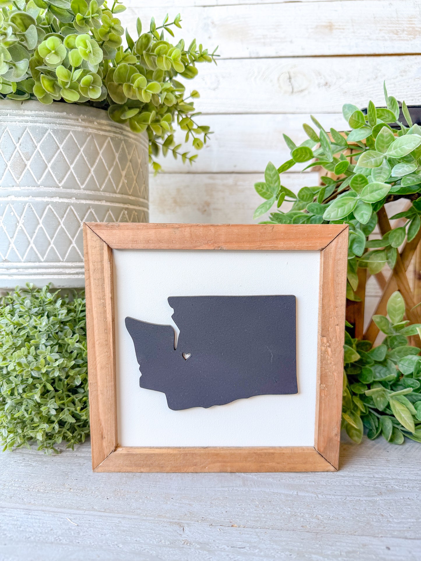 Washington State 3D Wooden Sign with Heart – Rustic Farmhouse Wall Décor