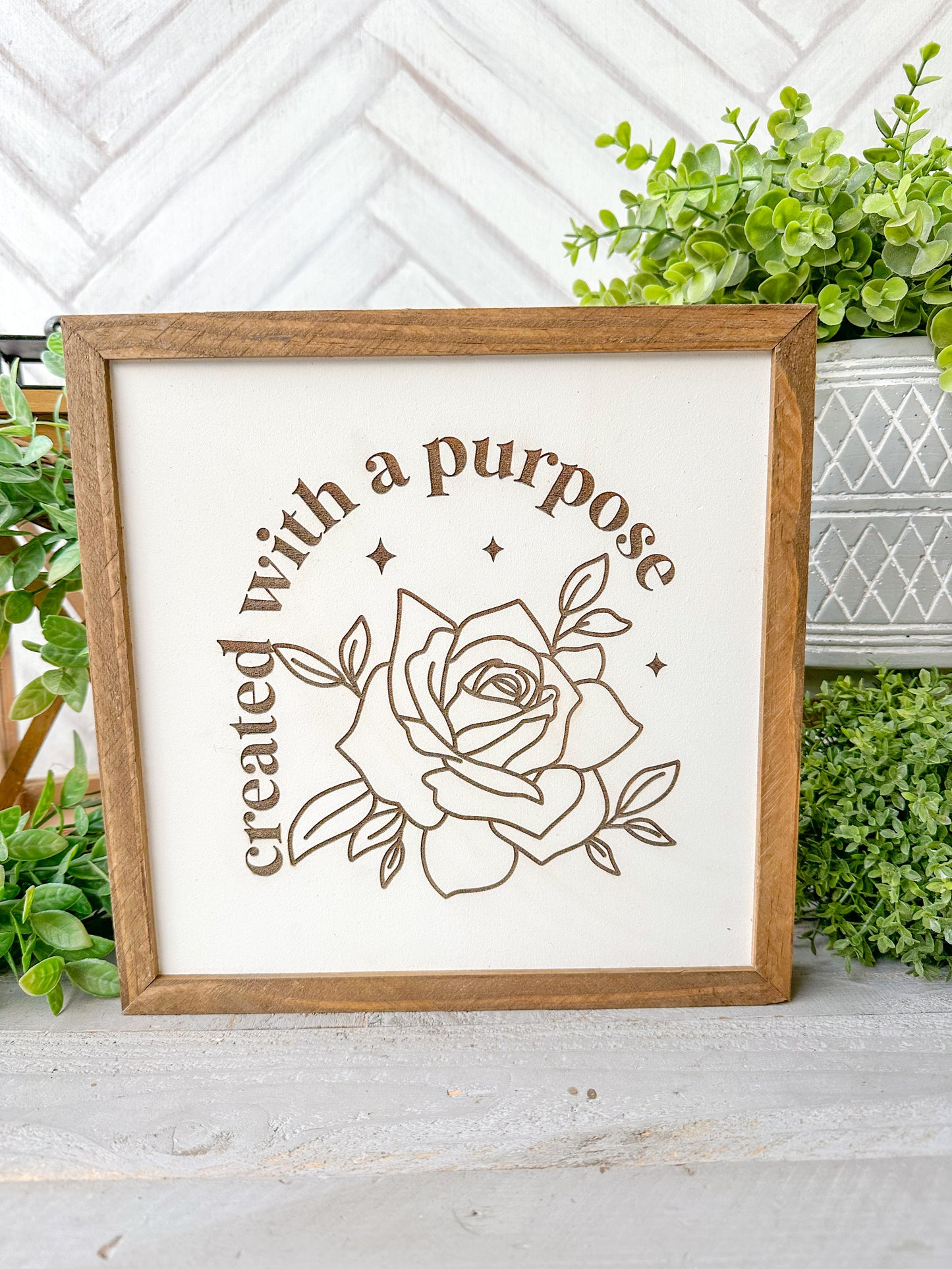 Created with a Purpose Laser Engraved Wooden Sign