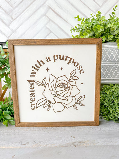 Created with a Purpose Laser Engraved Wooden Sign