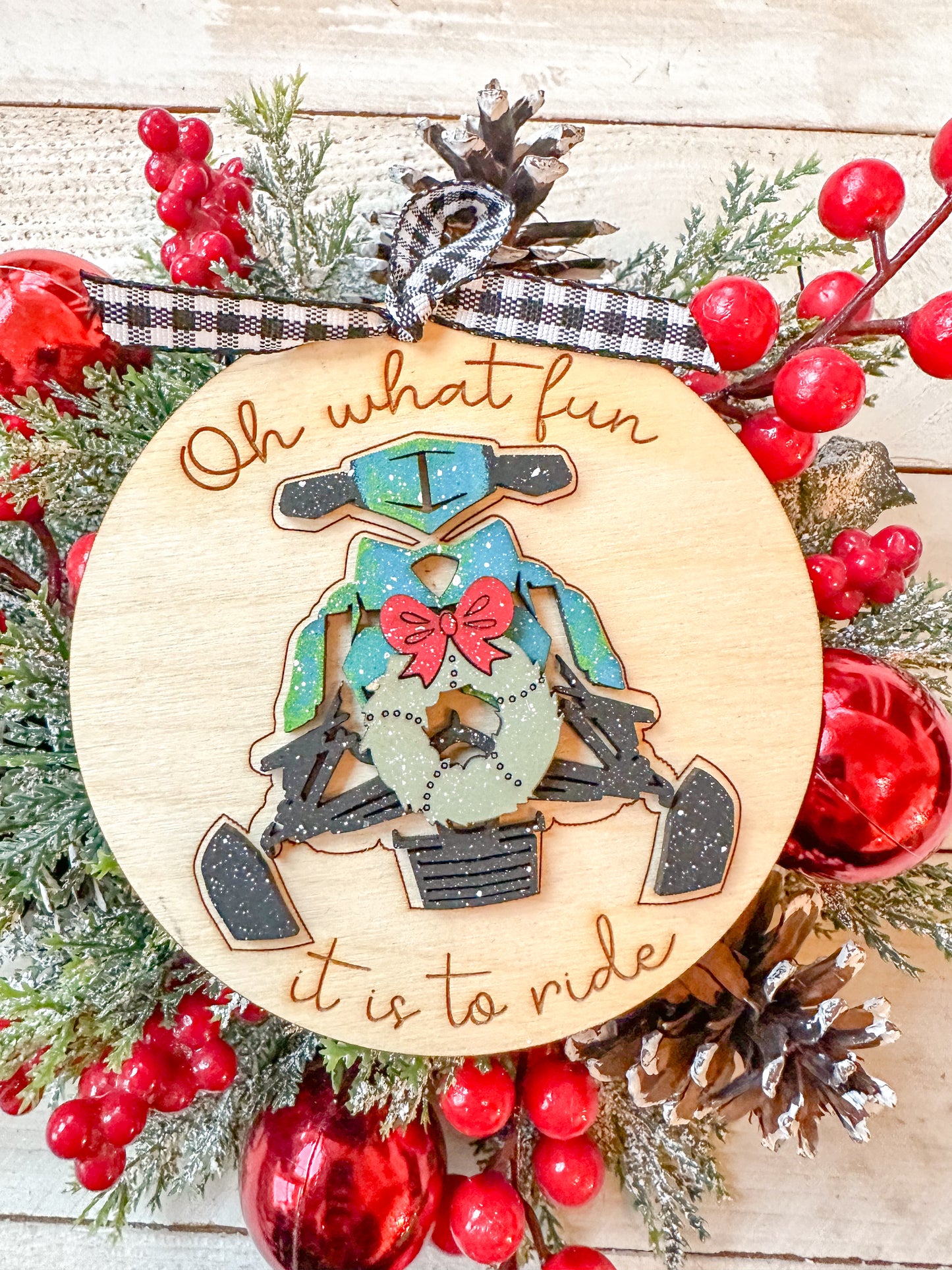 Oh What Fun It Is to Ride Snowmobile Christmas Ornament