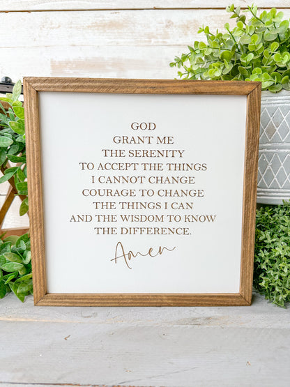Serenity Prayer Laser Engraved Wood Sign -Inspirational Christian Wall Art - Faith-Based Home Decor