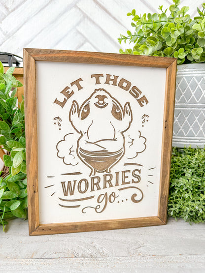 Let Those Worries Go Sloth-Themed Laser Engraved Wood Sign
