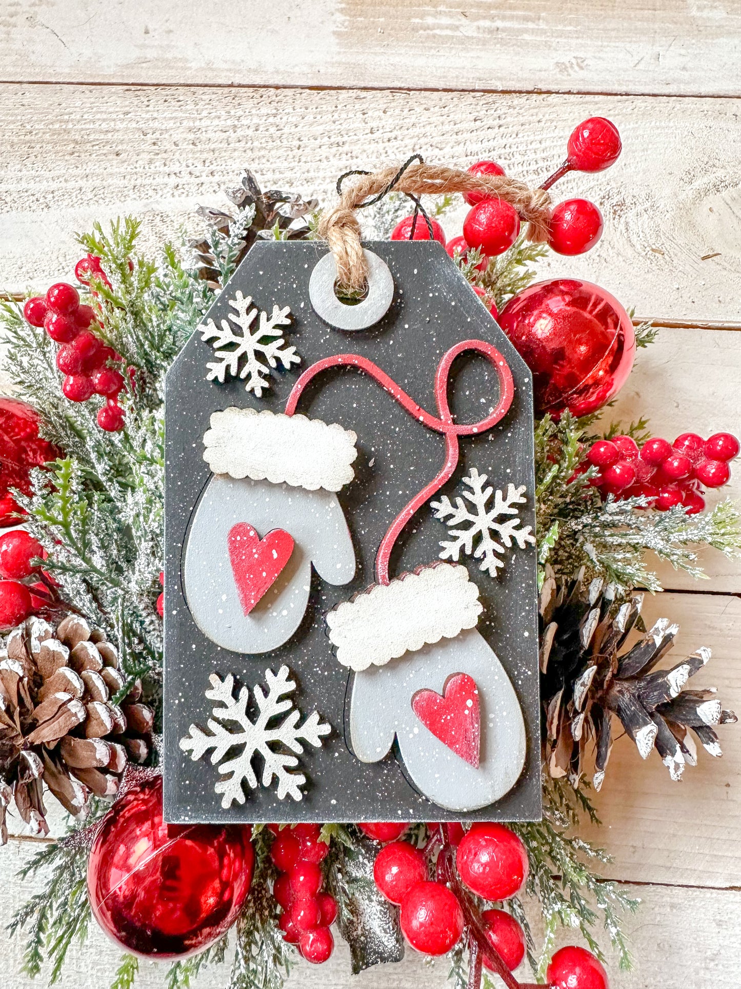 Mittens & Snowflakes Gift Card HolderTag Ornament