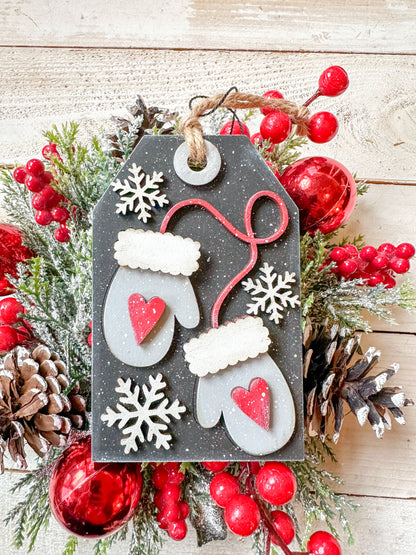 Mittens & Snowflakes Gift Card HolderTag Ornament