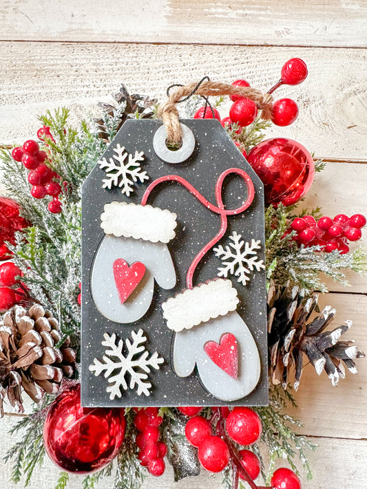 Mittens & Snowflakes Gift Card HolderTag Ornament