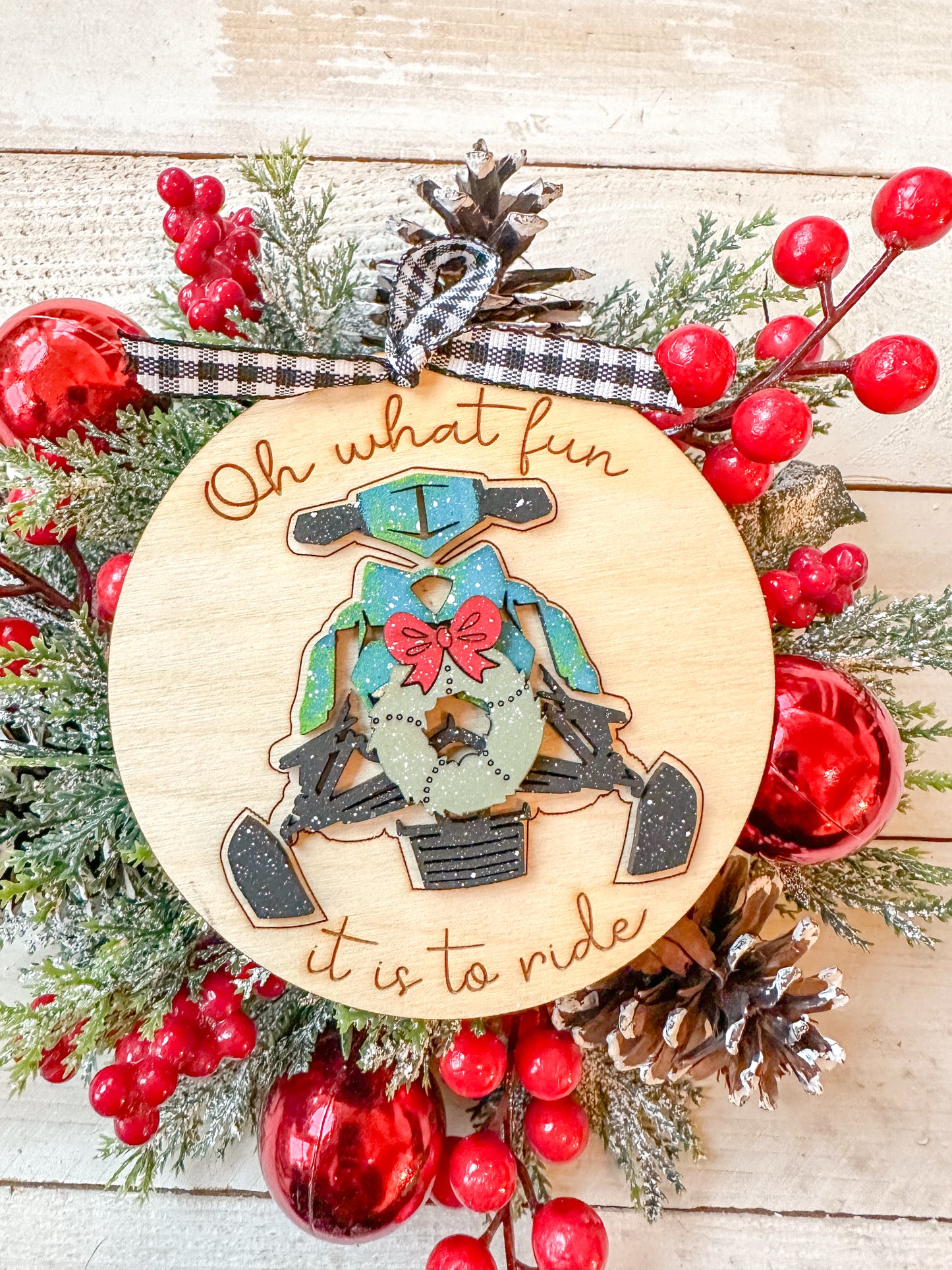 Oh What Fun It Is to Ride Snowmobile Christmas Ornament