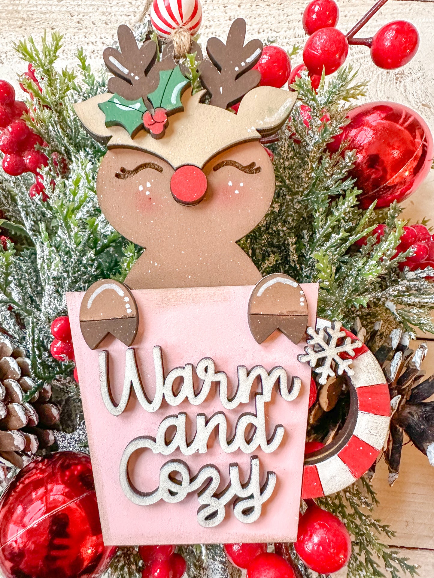 Reindeer, warm and cozy cup ornament