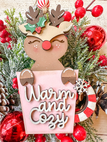 Reindeer, warm and cozy cup ornament