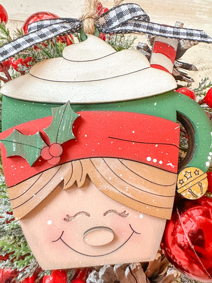 Elf Face Mug Ornament with gift card holder
