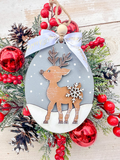 reindeer oval ornament