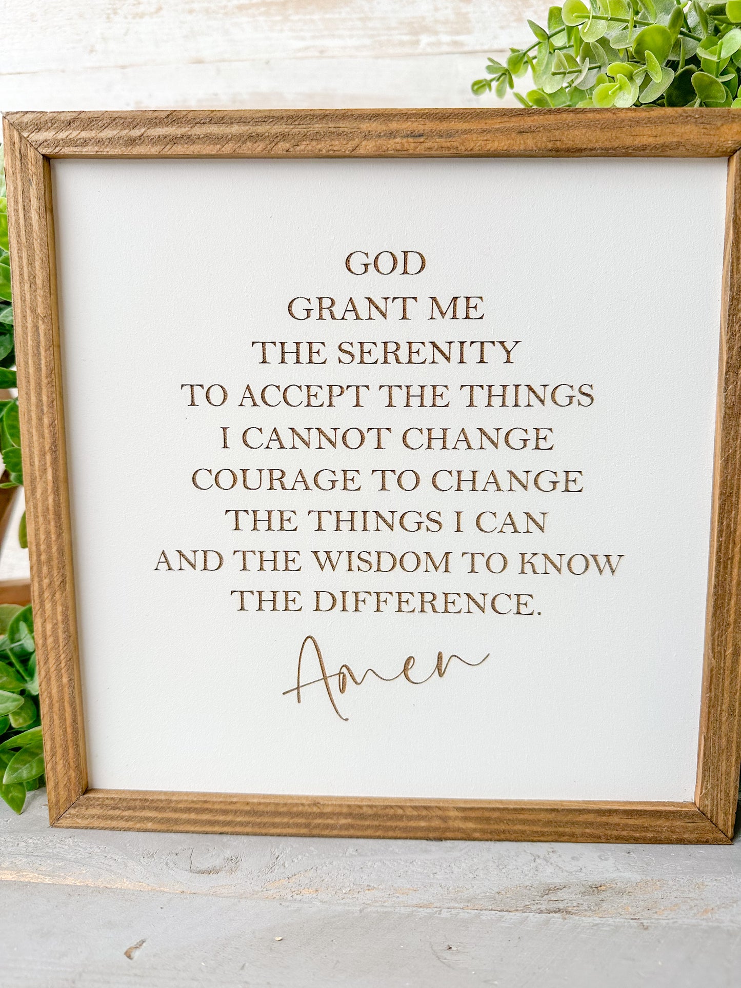 Serenity Prayer Laser Engraved Wood Sign -Inspirational Christian Wall Art - Faith-Based Home Decor