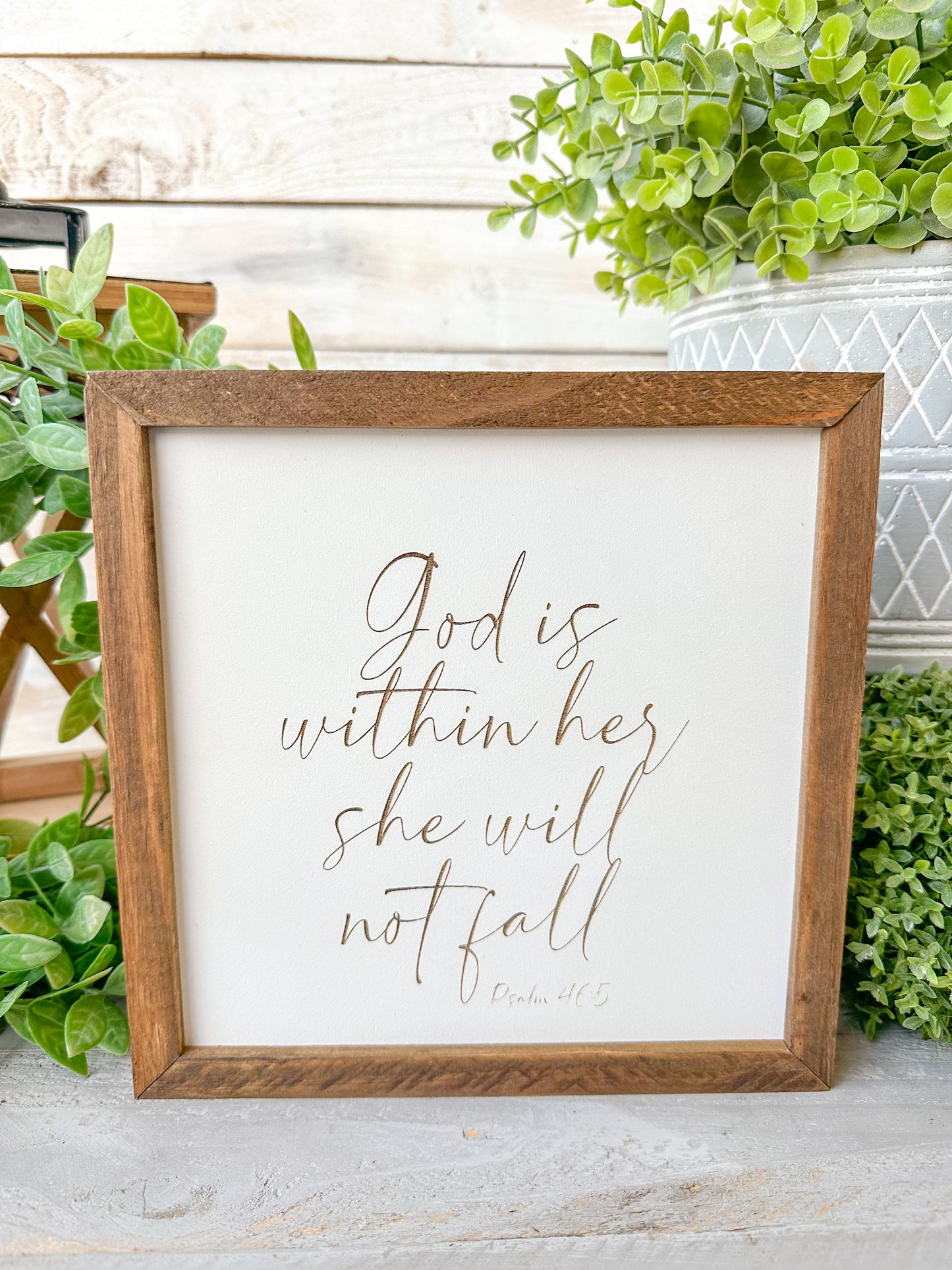 God is within her she will not fall psalms 46:5. Laser Engraved Wood Signs.