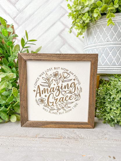 Amazing Grace Laser Engraved Wooden Sign
