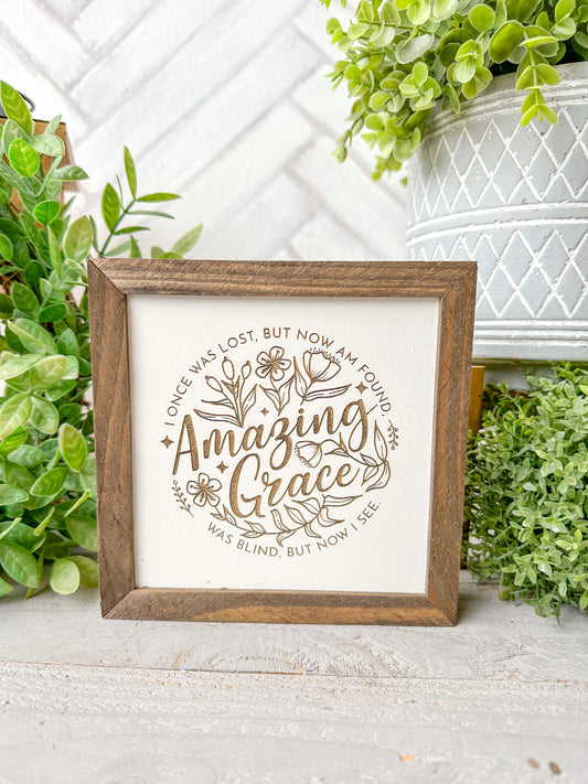 Amazing Grace Laser Engraved Wooden Sign