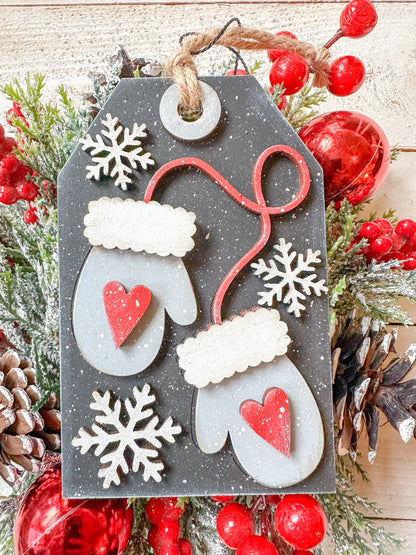 Mittens & Snowflakes Gift Card HolderTag Ornament