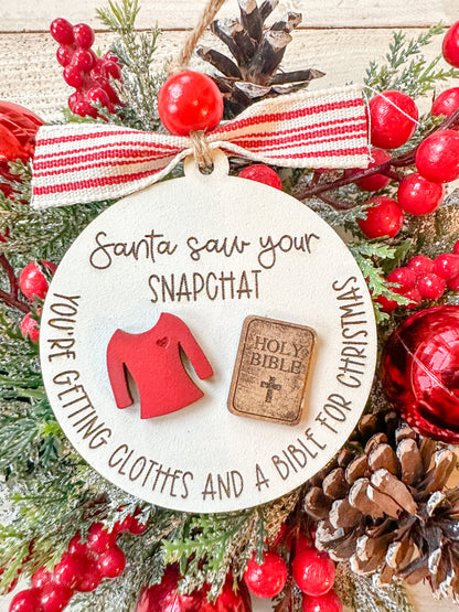 Santa Saw Your Snapchat Funny Christmas Ornament