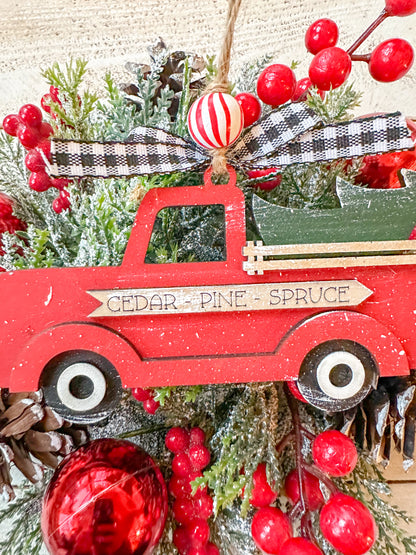 Red farmhouse inspired Christmas tree ornament