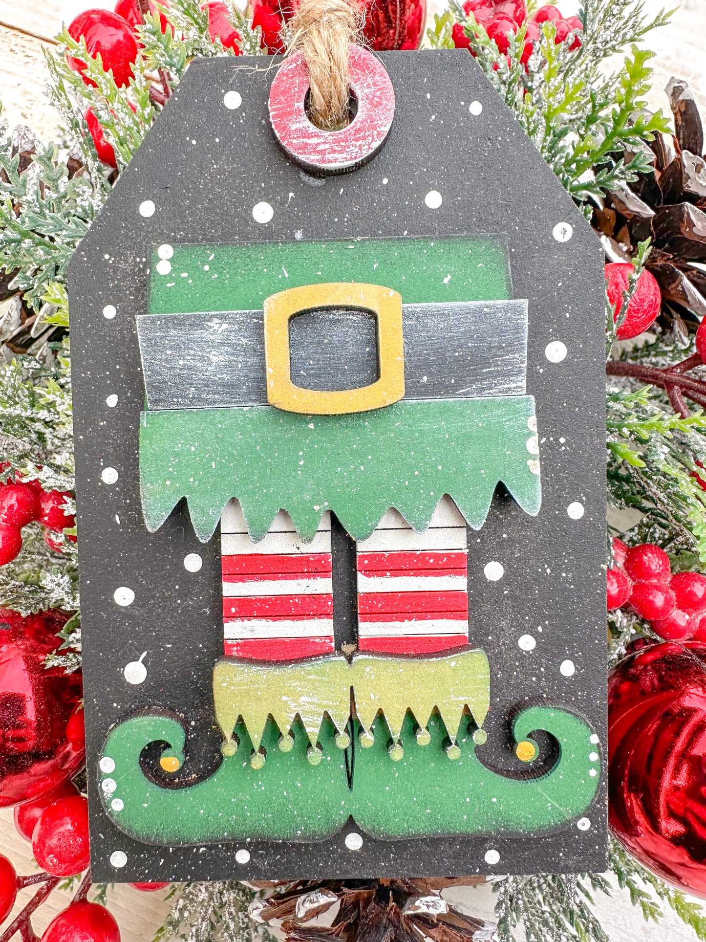 Elf Legs Gift Card Holder Tag Ornament