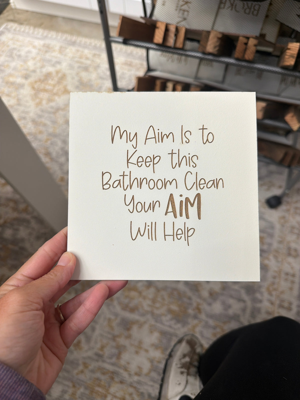 My aim is to keep this bathroom clean your aim will help.
