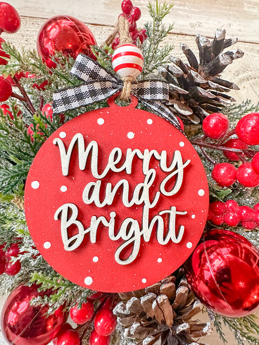 Merry & Bright Christmas Ornament – Handmade Holiday Tree Décor & Gift Tag