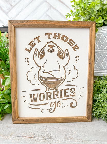 Let Those Worries Go Sloth-Themed Laser Engraved Wood Sign