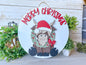 Merry Christmas Highland Cow Wood Round – 18” Festive Holiday Door Hanger