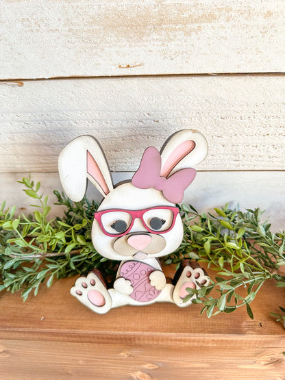 Easter Bunny Shelf Sitter – Nerdy Bunny with Glasses