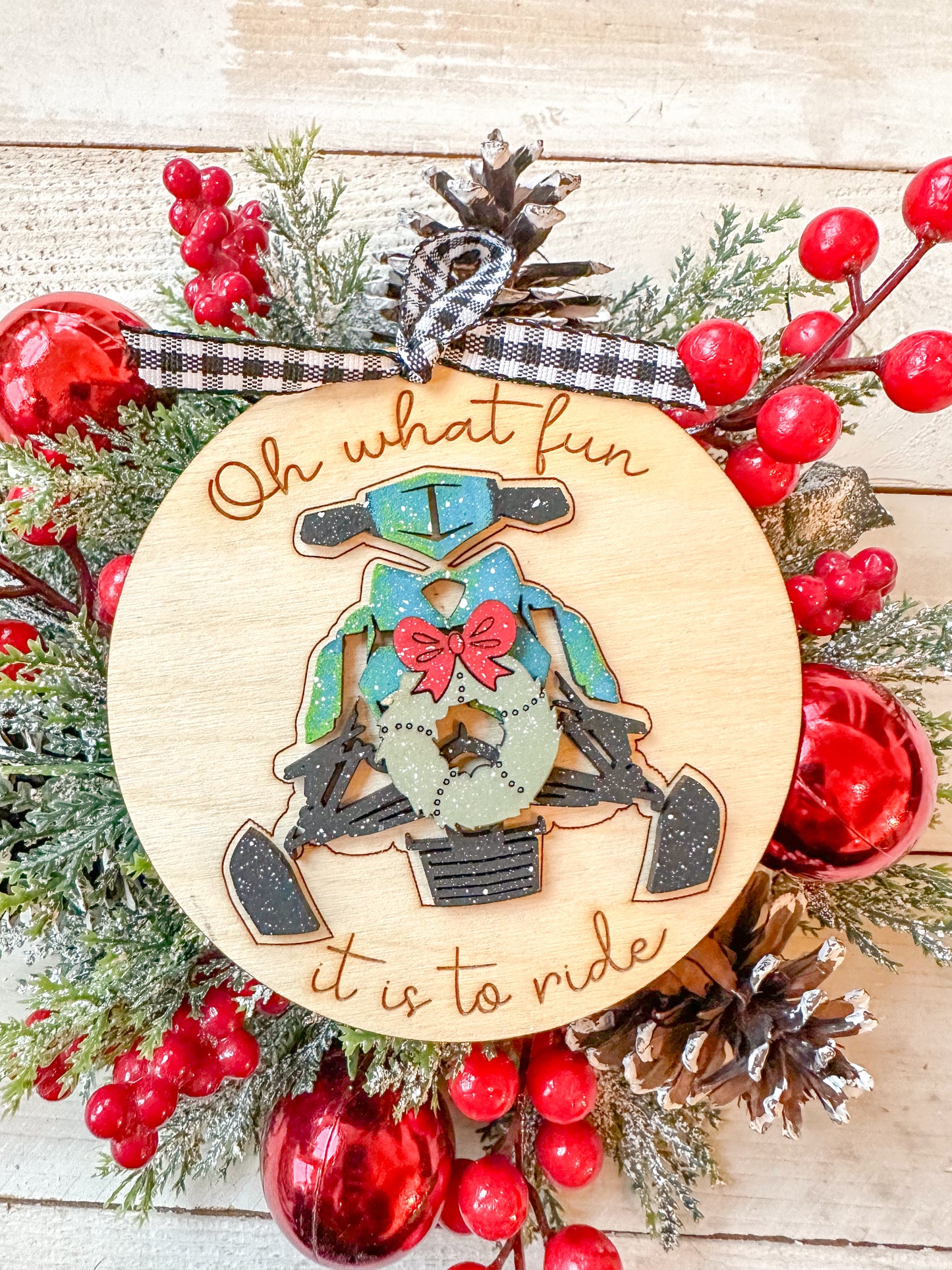 Oh What Fun It Is to Ride Snowmobile Christmas Ornament