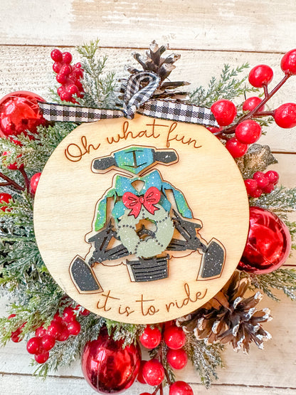 Oh What Fun It Is to Ride Snowmobile Christmas Ornament