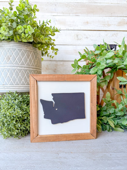 Washington State 3D Wooden Sign with Heart – Rustic Farmhouse Wall Décor