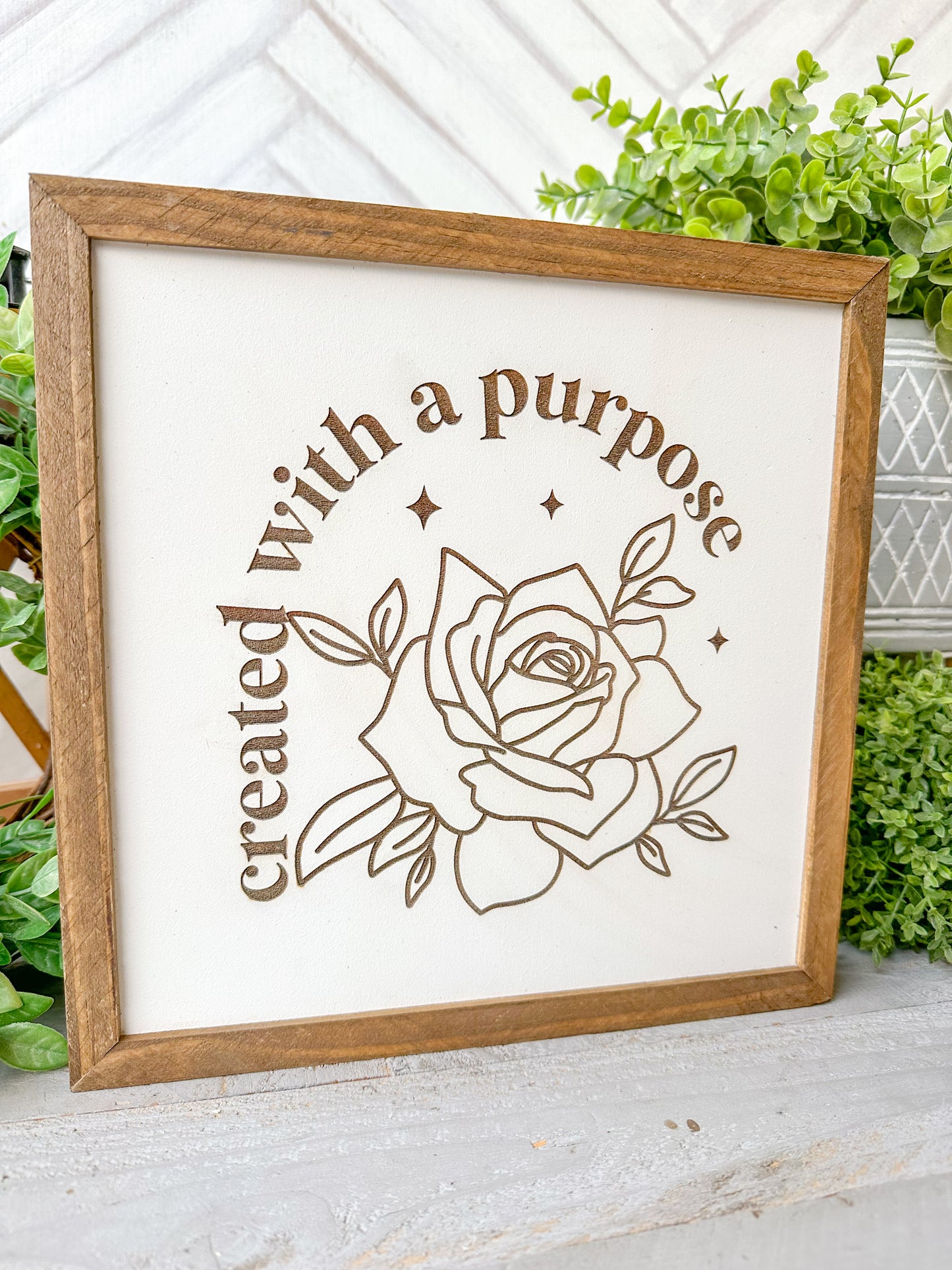 Created with a Purpose Laser Engraved Wooden Sign