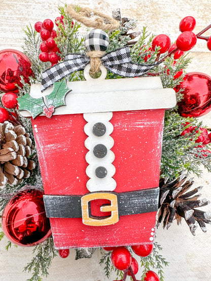 Santa Coffee Cup Ornament with Gift Card Holder