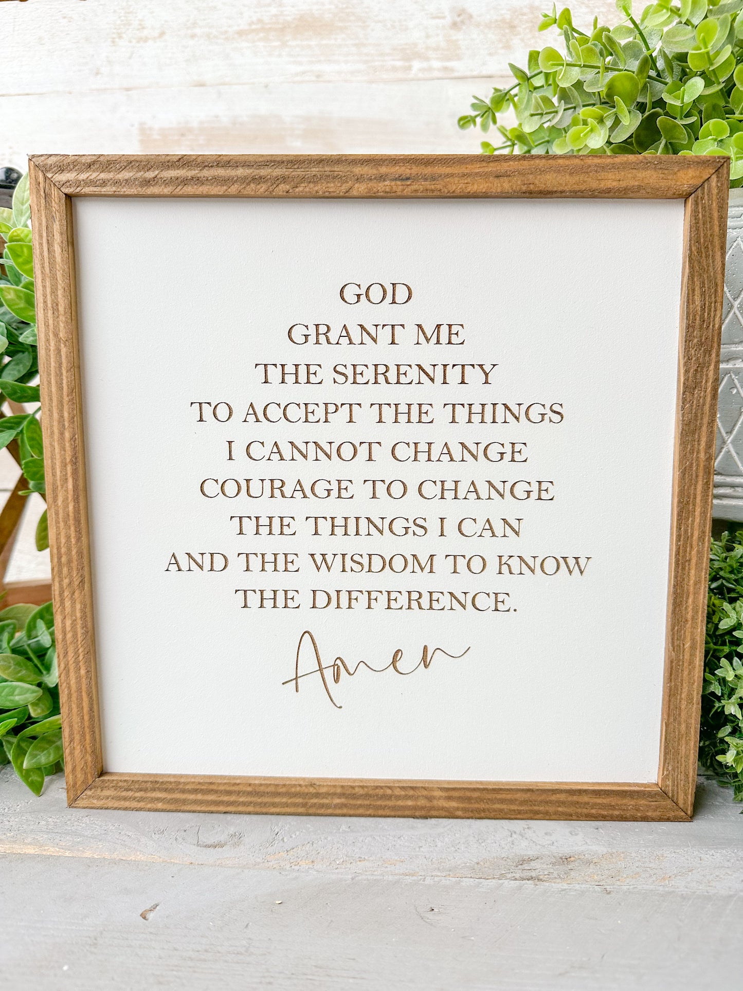 Serenity Prayer Laser Engraved Wood Sign -Inspirational Christian Wall Art - Faith-Based Home Decor