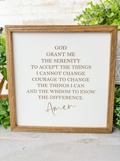 Serenity Prayer Laser Engraved Wood Sign -Inspirational Christian Wall Art - Faith-Based Home Decor