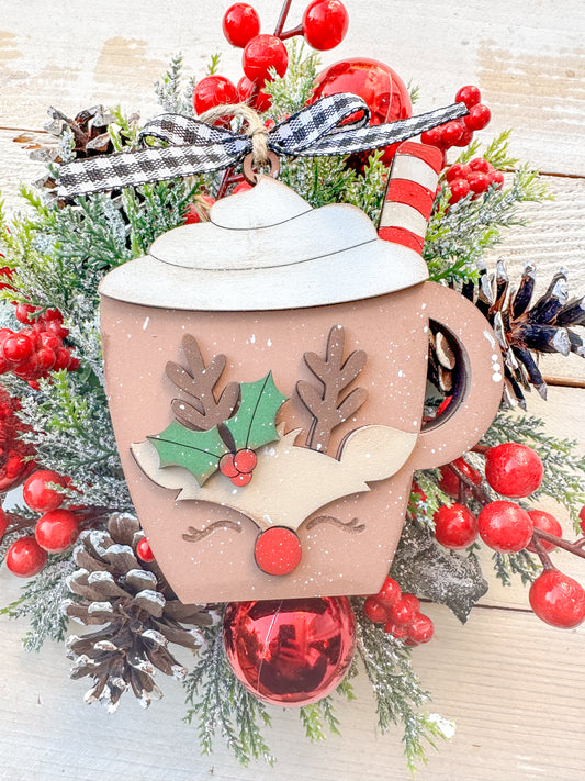 Reindeer Hot Cocoa Gift Card Holder Ornament