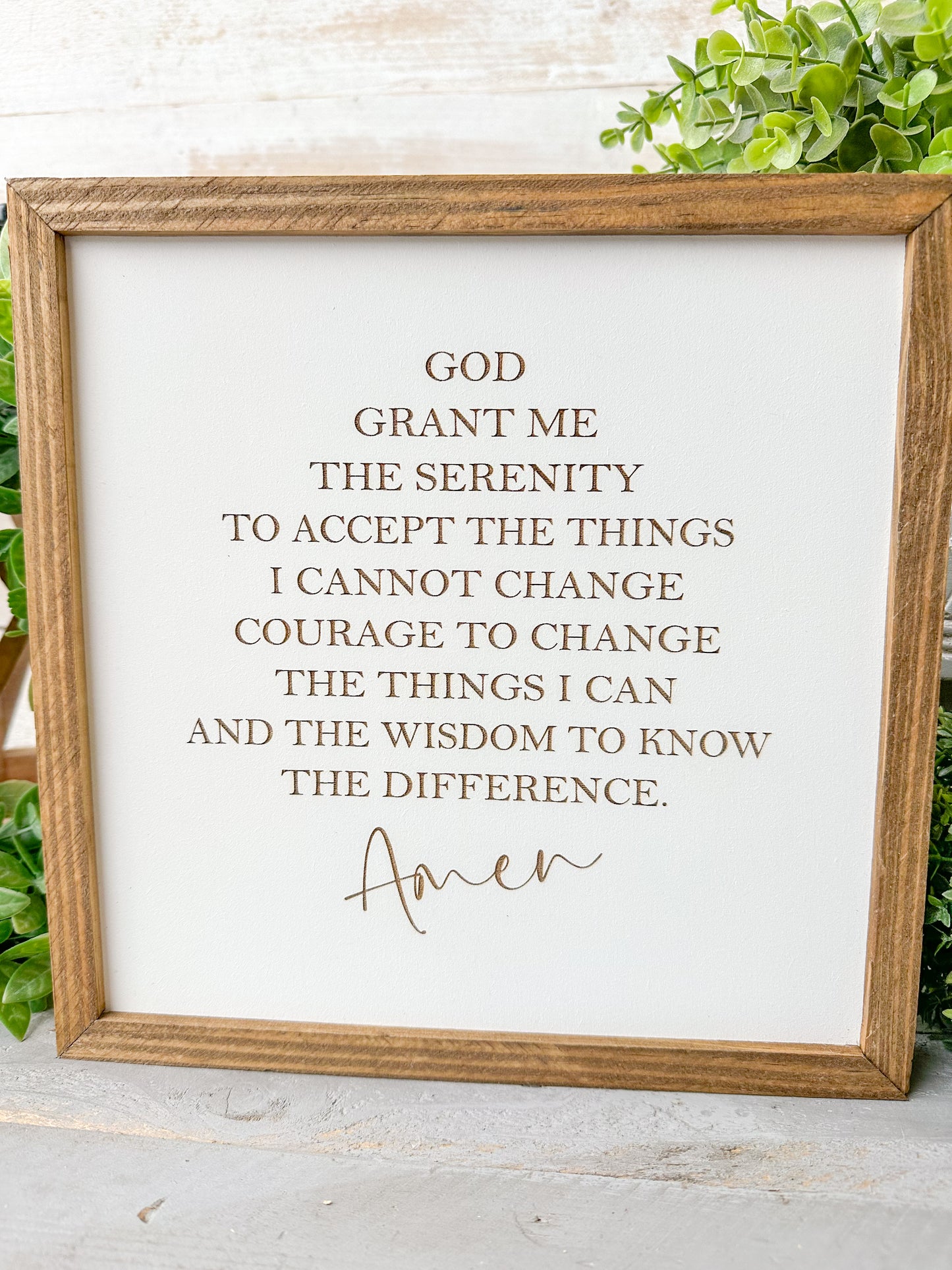 Serenity Prayer Laser Engraved Wood Sign -Inspirational Christian Wall Art - Faith-Based Home Decor