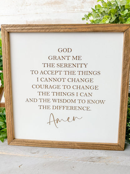 Serenity Prayer Laser Engraved Wood Sign -Inspirational Christian Wall Art - Faith-Based Home Decor