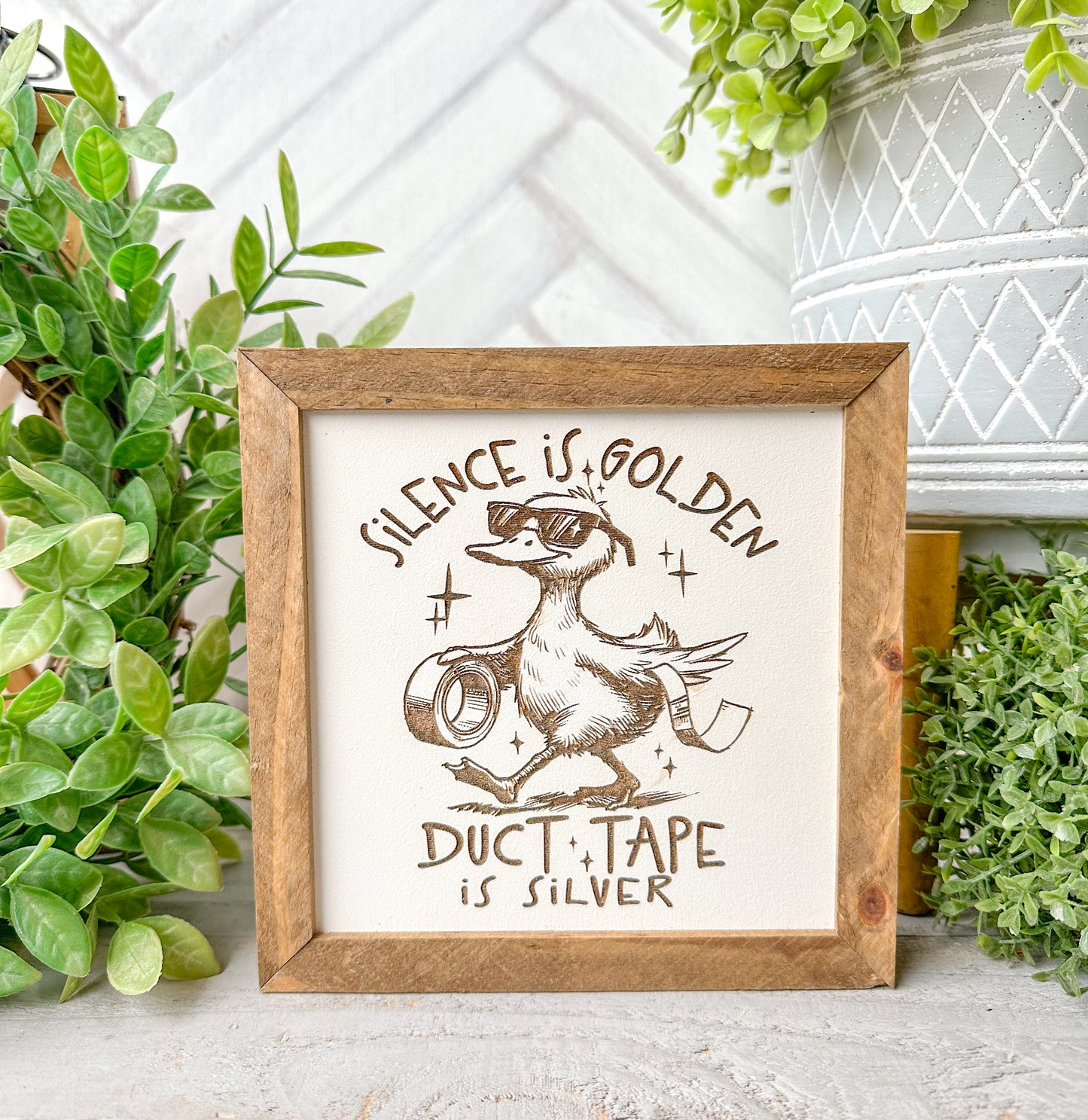 Silence Is Golden, Duct Tape Is Silver Wooden Sign – Funny Rustic Decor