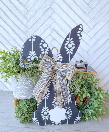 Bunny shaped floral 20-inch painted door hanger