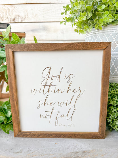 God is within her she will not fall psalms 46:5. Laser Engraved Wood Signs.