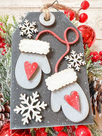 Mittens & Snowflakes Gift Card HolderTag Ornament