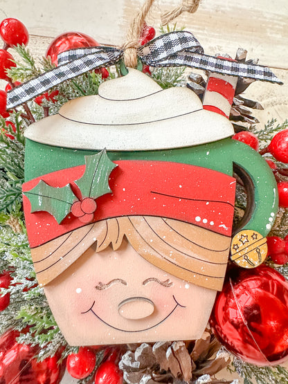 Elf Face Mug Ornament with gift card holder